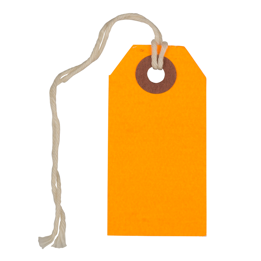 Jam Paper Gift Tags with String, Tiny, 2 3/4 x 1 3/8, Neon Orange, 100/Pack
